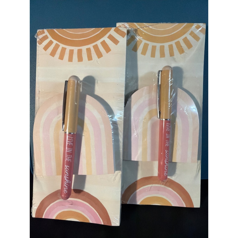 2 Pack Live in the Sunshine Pen and Rainbow Sticky Note Sets Boho Stationary